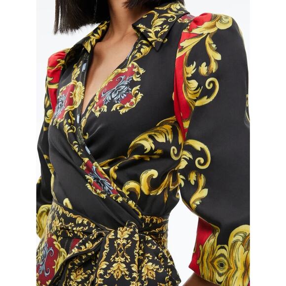 ALICE + OLIVIA ALISA REGAL ROMANCE BORDEAUX EMBROIDERED MINI DRESS SIZE 2 NWT - Picture 7 of 13